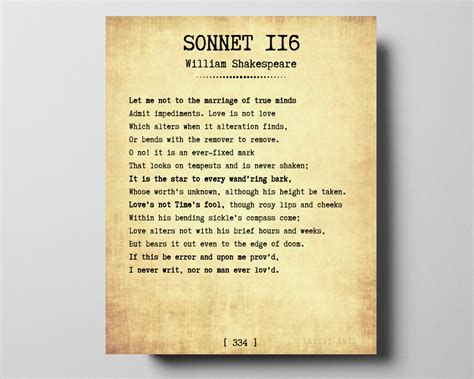 William Shakespeare Love Poem Sonnet 116 Typewriter Font Etsy De