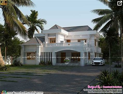 Colonial Touch Luxury House Architecture Kerala Home Design And Floor