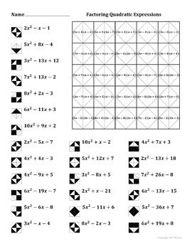 Worksheets are factoring quadratic expressions, factoring polynomials gcf and quadratic expressions, factoring linear expressions 1, 5 g, factoring practice, work factors of algebraic. Factoring Quadratic Expressions Color Worksheet #5 by Aric ...