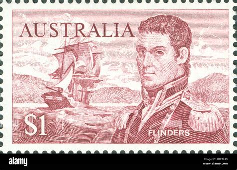 Australian Post Stamp With Portrait Of Matthew Flinders 1744 1814