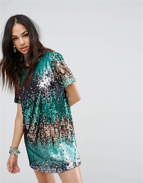 Missguided Missguided Sequin Oversized T Shirt Dress