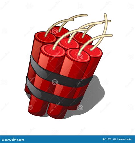 The Bundle Of Sticks Of Dynamite Isolated On A White Background Vector