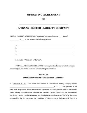 This guide will show you what to include in your illinois llc operating agreement. Texas Llc Company Agreement - Fill Online, Printable ...
