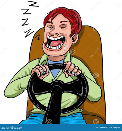 A Man Sleeping While Driving Stock Vector Illustration Of Dangerous