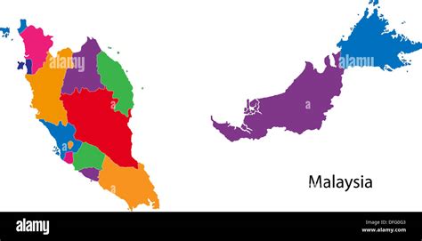 Colorful Malaysia Map Stock Photo Alamy