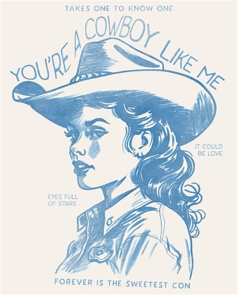 Taylor Swift Cowboy Like Me Digital Download Art Print Blue Cowgirl