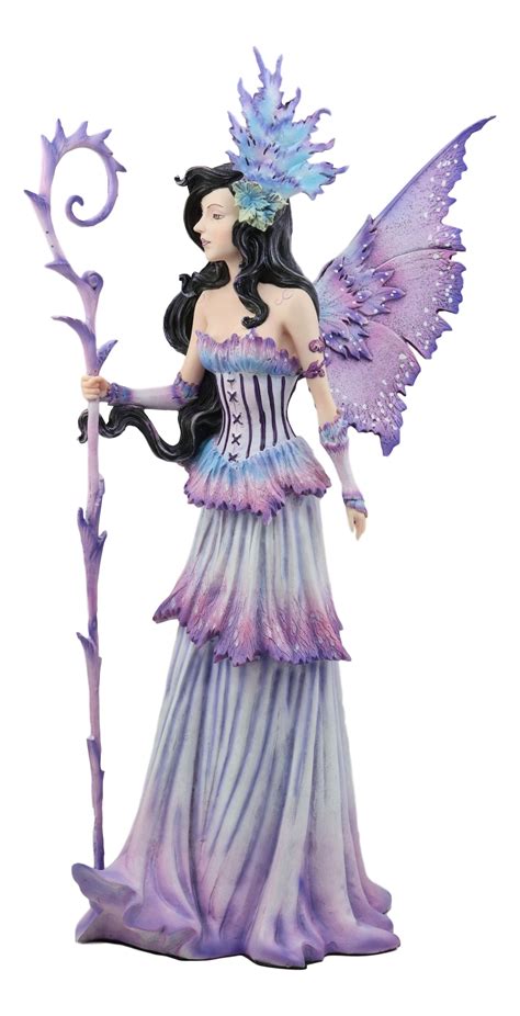 Ebros Large Amy Brown Spring Season Purple Lavender Fairy Holding Curl