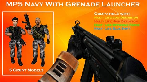Half Life Crossfire Mp5 Navy With Grenade Launcher Weapon Model