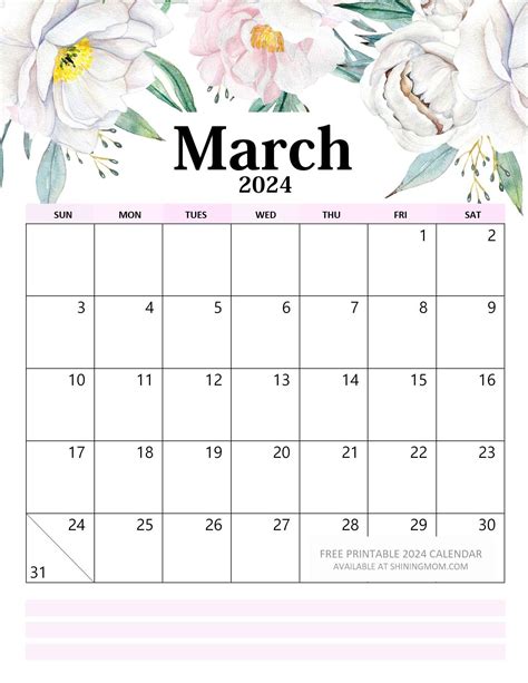 March 2024 Calendar Print Freebies Blank March 2024 Calendar