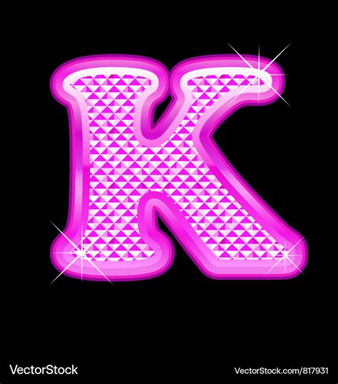 K Letter Pink Bling Girly Royalty Free Vector Image