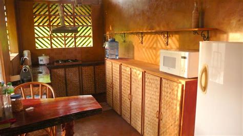 Contact bahay kubo tresmaria's bamboo craft on messenger. Kitchen | Bamboo house design, Bamboo house, Wood house design
