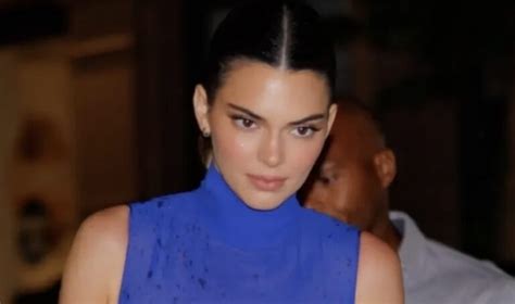Kendall Jenner Goes Braless And Shows Nips Under A Sheer Blue Dress