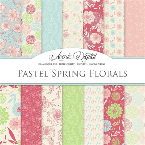 Spring Floral Seamless Digital Paper Scrapbook Backgrounds