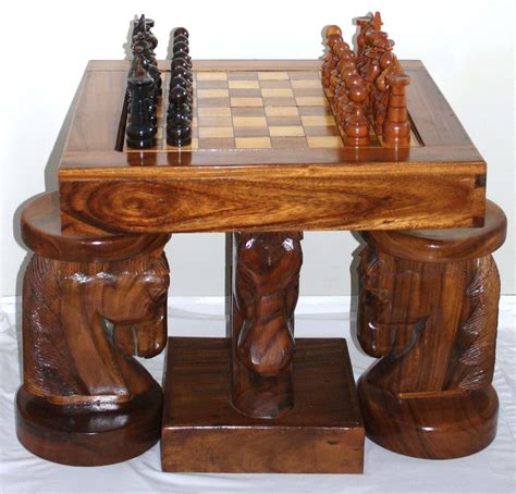 Unique Handcrafted Hand Carved Horse Head Chessbackgammon Table W