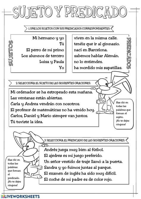Sujeto Y Predicado Interactive Worksheet Spanish Classroom Activities
