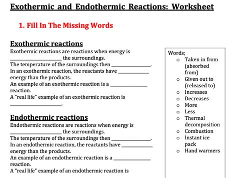 Exothermic And Endothermic Reactions Teaching Resources