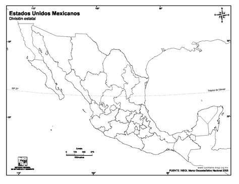 Mapa Mudo De Estados Unidos Mexicanos Inegi De México