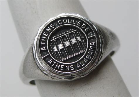 Vintage Class Ring 40s 50s Athens College Alabama Sterling Silver