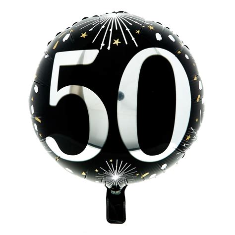 Buy 18 Inch Silver And Black 50th Birthday Foil Helium Balloon For Gbp 2