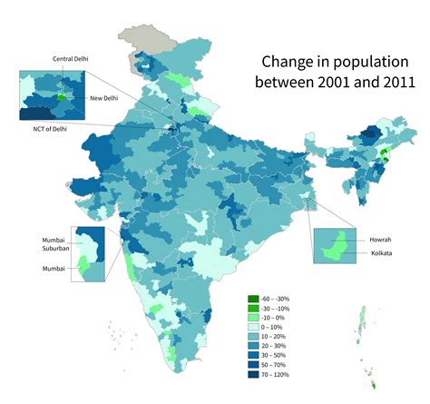Change In Population Of India Between 2001 And 2011 3633x3411 Oc