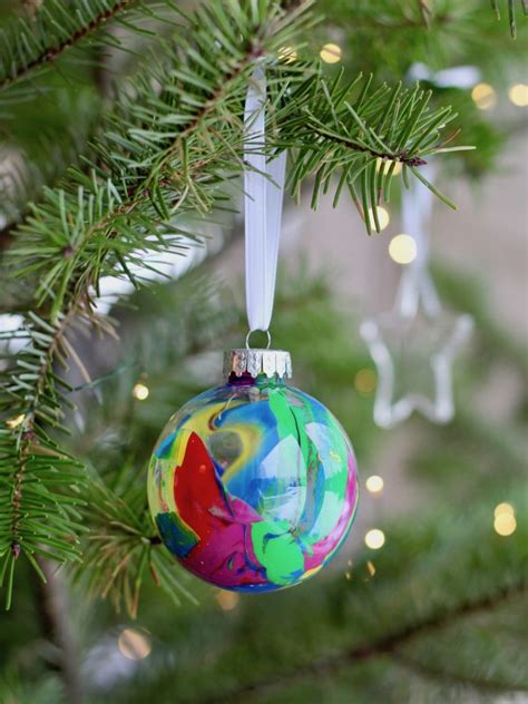Paint Drip Christmas Craft With Clear Ornaments Easy Toddler