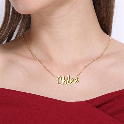 18k Gold Plated Personalized Cursive Name Necklace