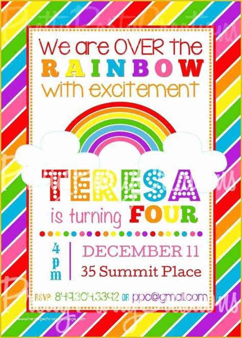 Rainbow Wedding Invitation Templates Free Of Rainbow Invitation You Print Heritagechristiancollege