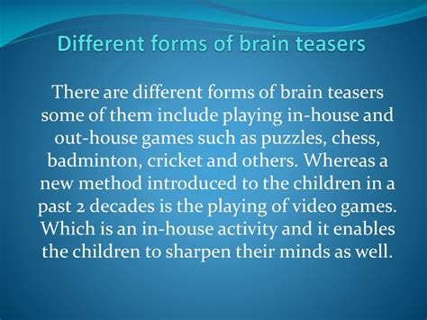 Ppt Games And Puzzles As Brain Teasers Powerpoint Presentation Free