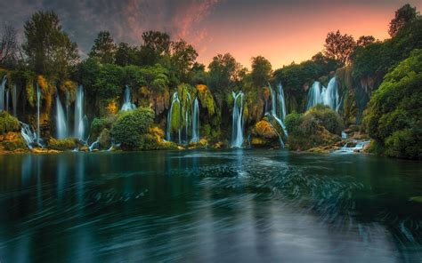 Wallpaper Bosnia And Herzegovina Kravice Waterfalls Lake