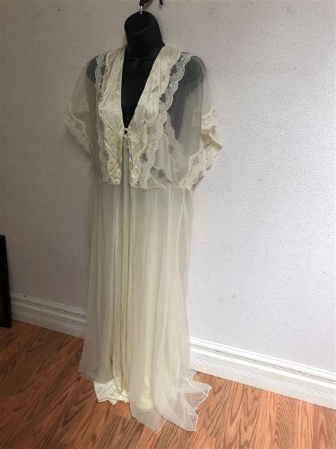 Vintage Bridal Val Mode Set L Nightgown Peignoir Ecru Satin Etsy