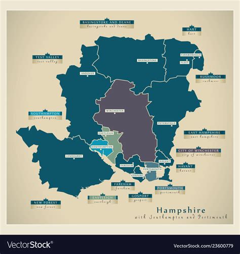 Modern Map Hampshire County With Details Vector Image