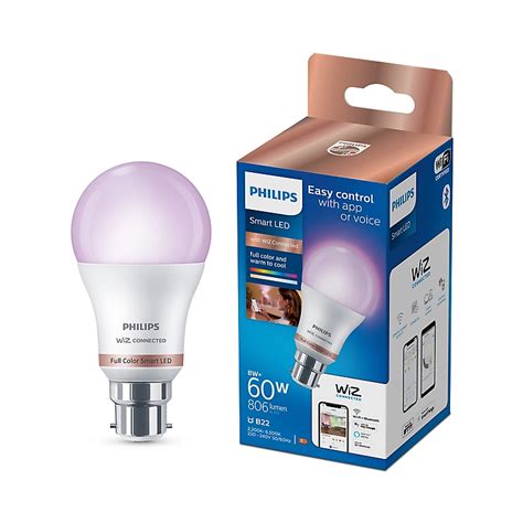 Philips Wiz B22 60w Led Cool White Rgb And Warm White A60 Smart Light