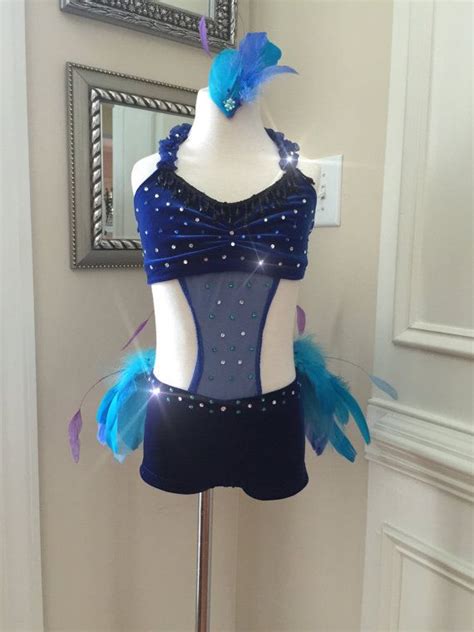 2 Piece Custom Jazz Dance Costume With Feathers Bustle For Jazz Or