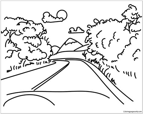 Road Coloring Page For Kids