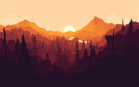 Wallpaper Landscape Forest Mountains Video Games Sunset Sky