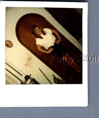 FOUND COLOR POLAROID X PRETTY WOMAN IN SKIRT POSED WITH HANDS ON HIPS EBay