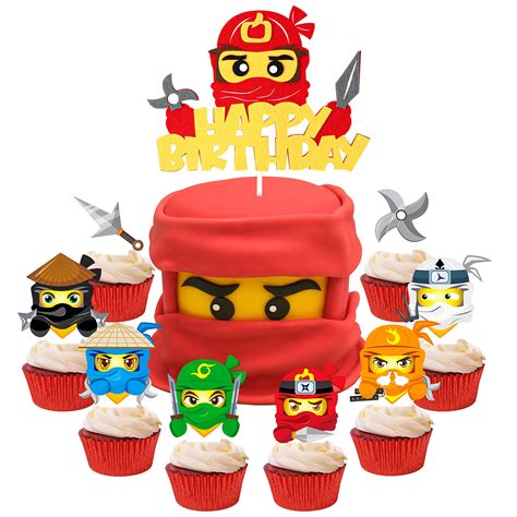 buy 49pcs ninja cake toppers ninja themed party cake decorations happy birthday felt cake