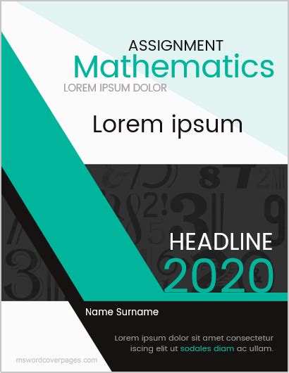 You can request for any type of assignment help from our highly qualified professional writers. 5 Best Editable Mathematics Assignment Cover Pages | MS ...