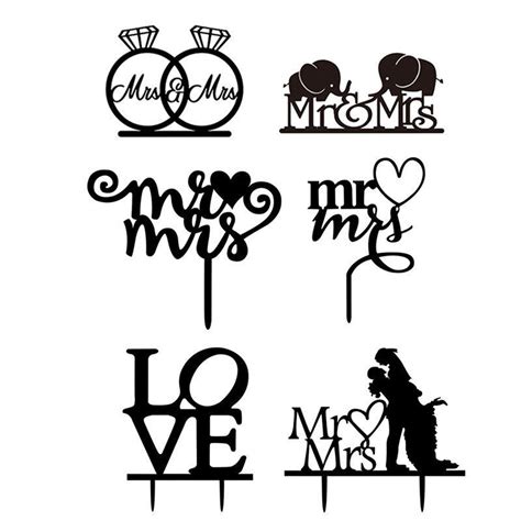 Acrylic Wedding Cake Topper Happy Mr Mrs Cake Decoration Anniversary Love Cake Insertion Tppers