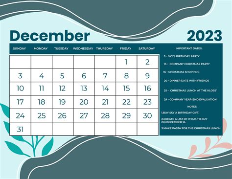 Simple December 2023 Calendar In Eps Illustrator  Word Svg