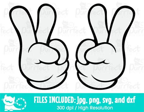 Mickey Y Minnie Peace Hands Svg Mickey Gloved Hands Svg Etsy