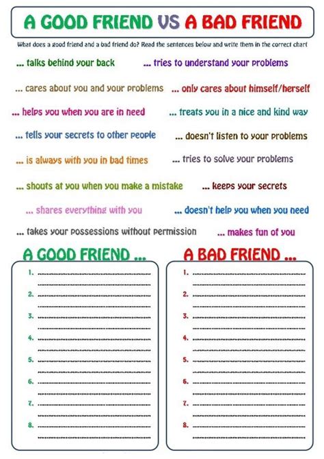 How To Be A Good Friend Worksheet