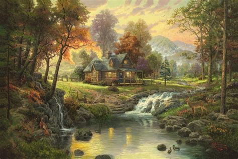 Mountain Retreat By Thomas Kinkade Cv Art And Frame