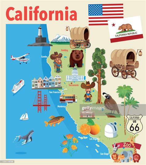 Cartoon Map Of California High Res Vector Graphic Getty Images