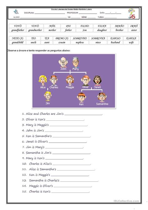 Fill out a family tree chart. English Esl Family Tree Worksheets Most Downloaded 115 ...