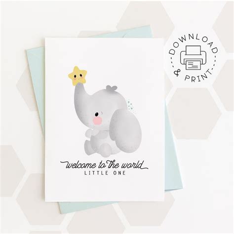 Printable Card Welcome To The World Little One Instant Etsy