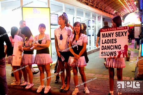 Prostitutes Outside A Bar Pattaya Beach Resort And Centre For Sex Tourism Thailand Stock