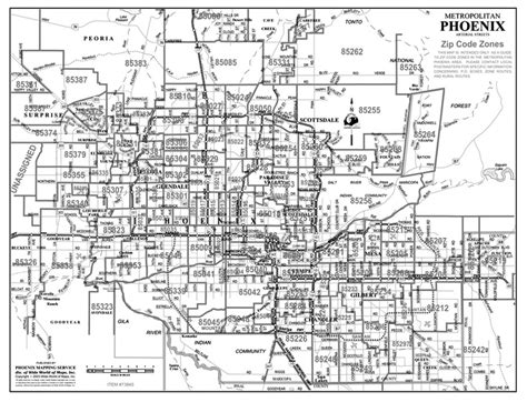 8x11 Printable Phoenix Metro Zip Code Map Map