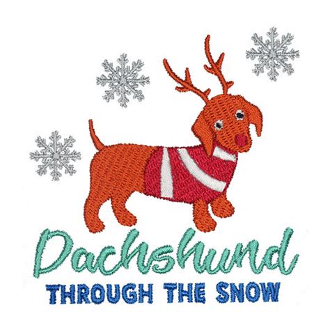 Dachshund Through The Snow Christmas Design Monogram Machine Etsy
