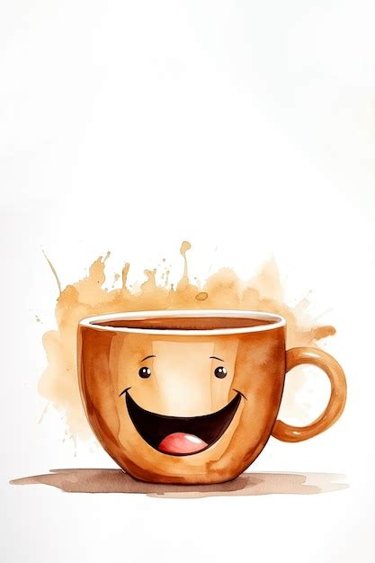 Premium Photo Cute Smiling Coffee Cup Character Happy Cartoon Drinks